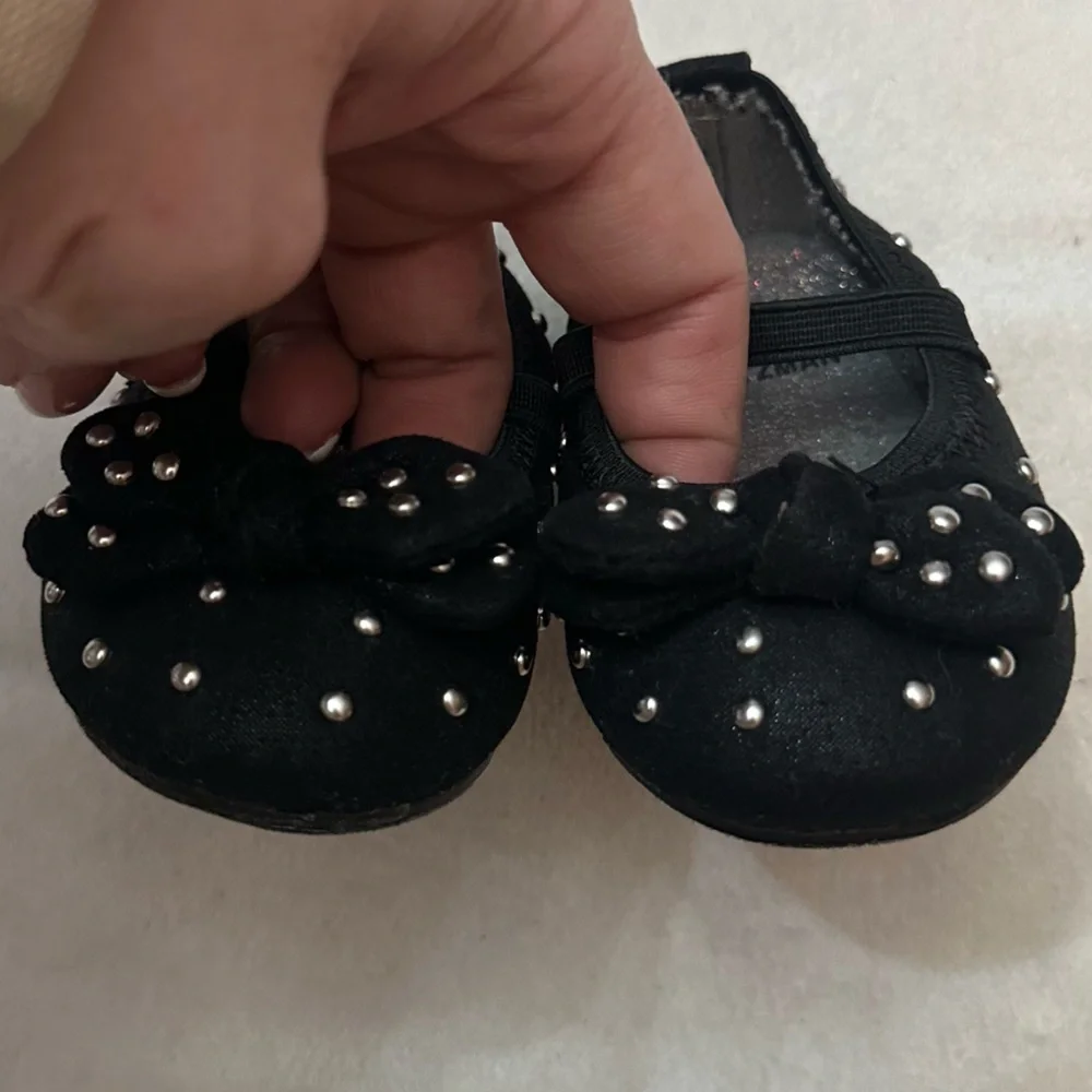 Stuart Weitzman Baby Studded Ballet Flats Mary Jane Designer Shoes Black